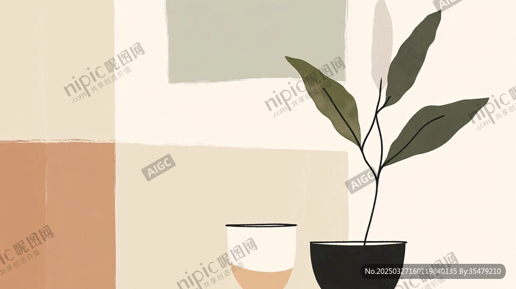 室内绿植盆栽温馨场景