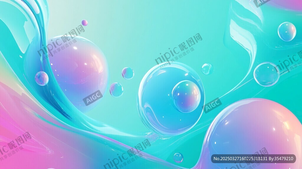 梦幻流体气泡抽象背景图
