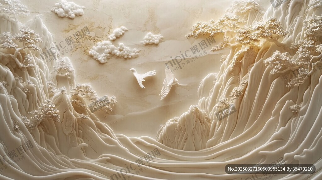 山水玉雕图景
