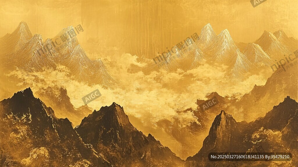 金色山川云海壮丽景观