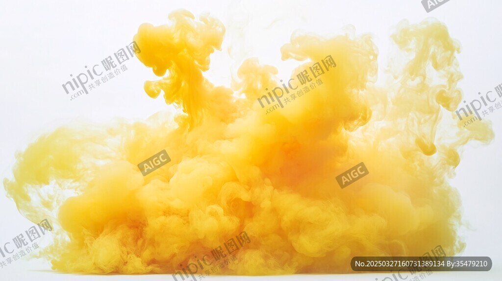 黄色烟雾瞬间扩散景象