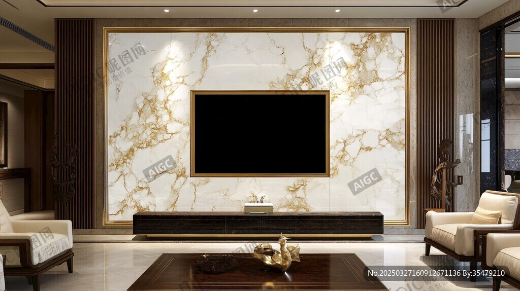 奢华大理石电视背景墙客厅