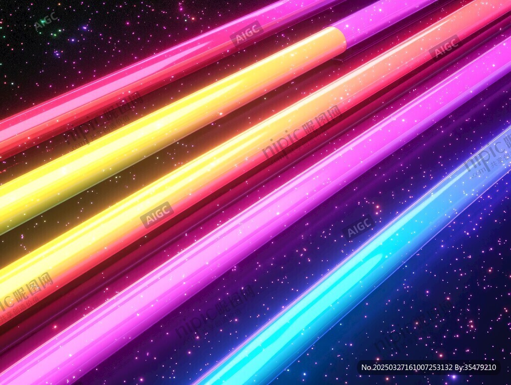 炫彩霓虹光束 梦幻星空背景