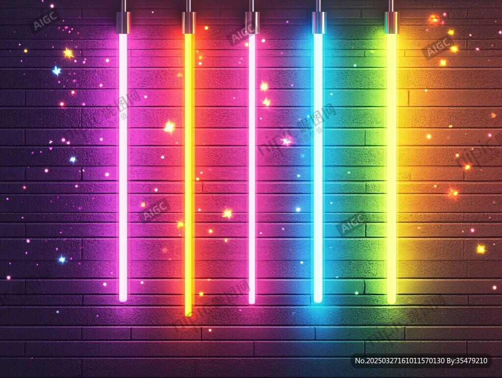 五彩霓虹灯管背景图