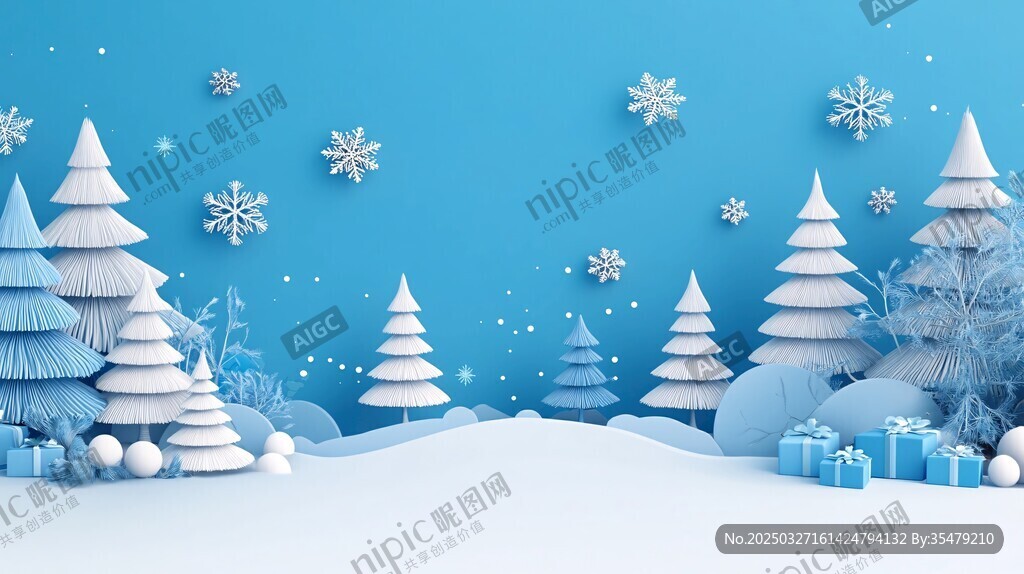 冬日雪景中的梦幻圣诞场景