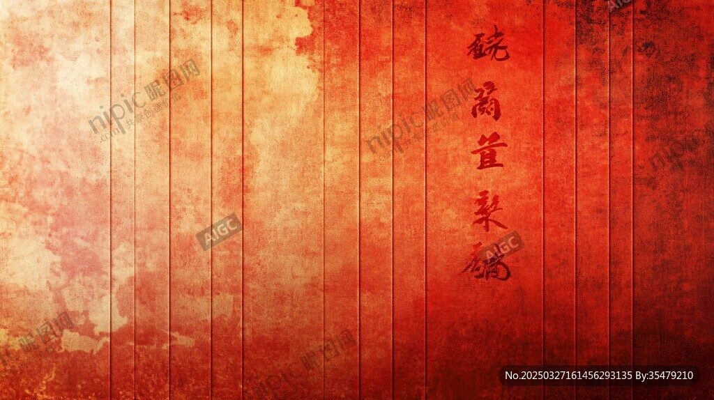 古典红底书法纹理背景