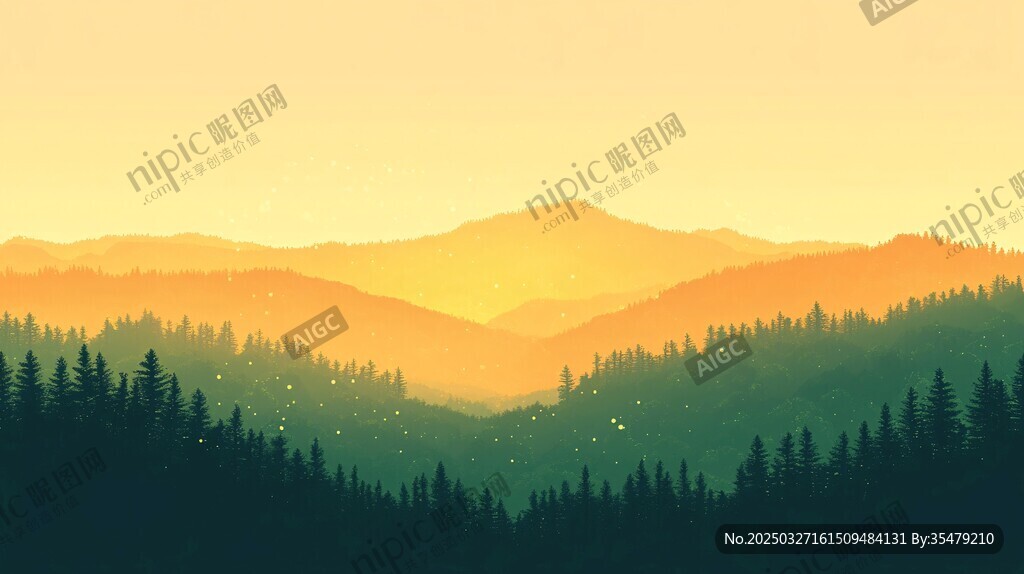 黄昏山林美景