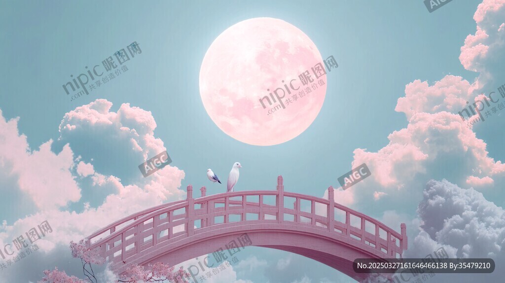 梦幻月夜下的云中桥