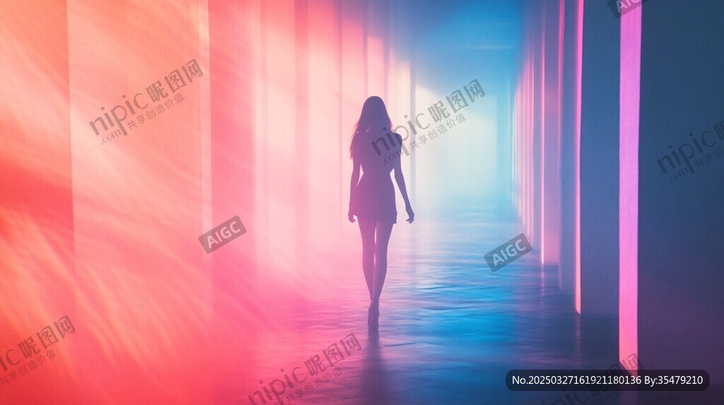 光影中独行的曼妙身影