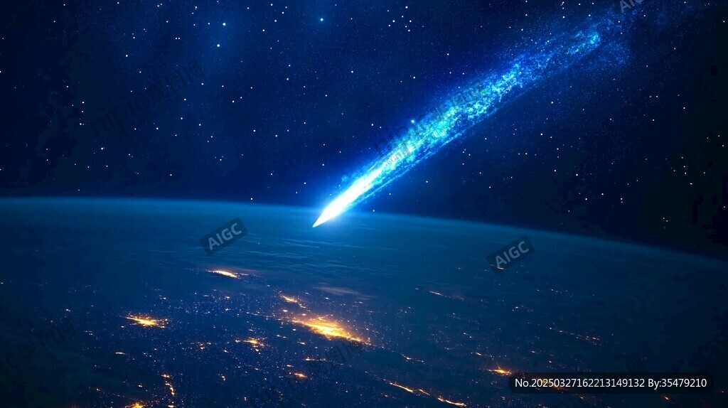 流星划过夜空的梦幻景象