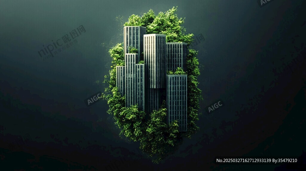 绿色环绕的现代建筑景观