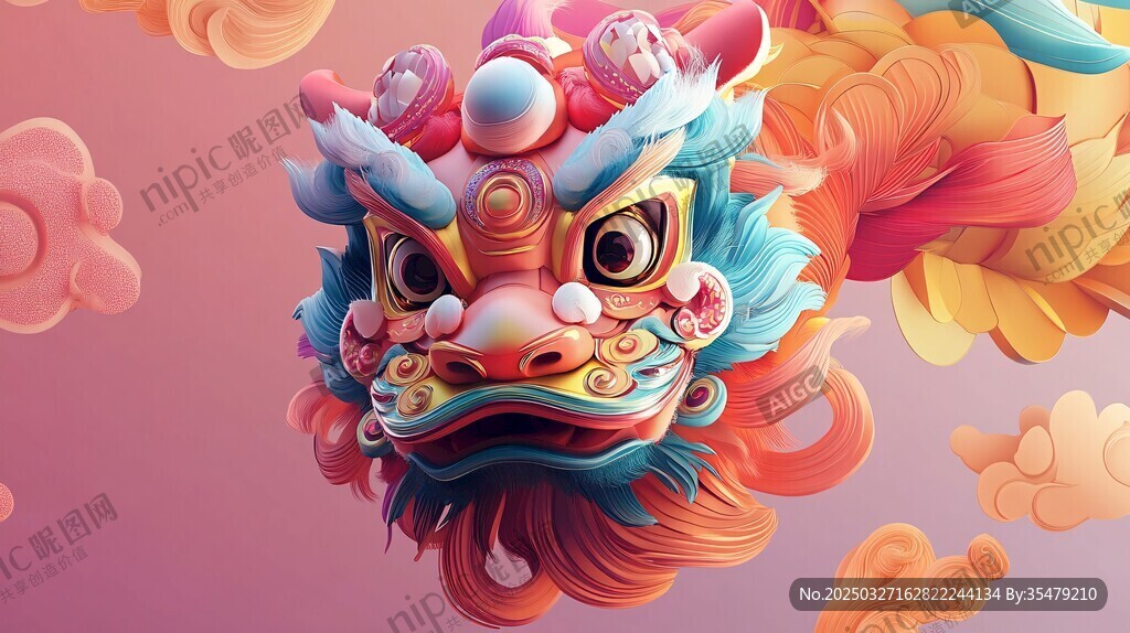 祥瑞醒狮头 梦幻国风意象