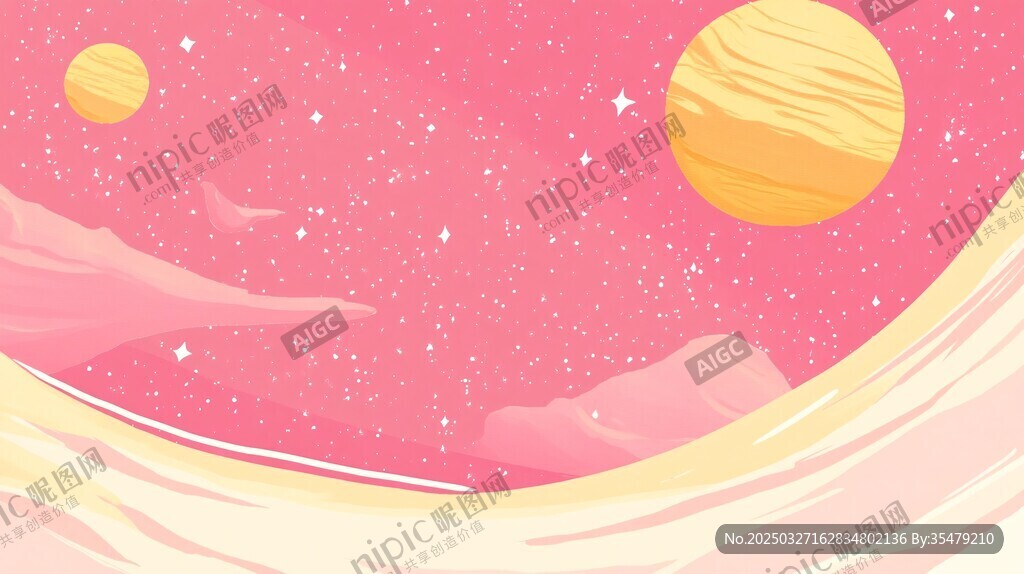 梦幻粉色系宇宙星球场景