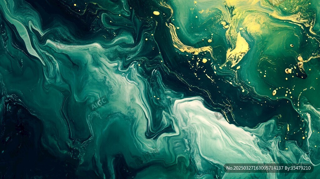 梦幻绿金流体艺术纹理