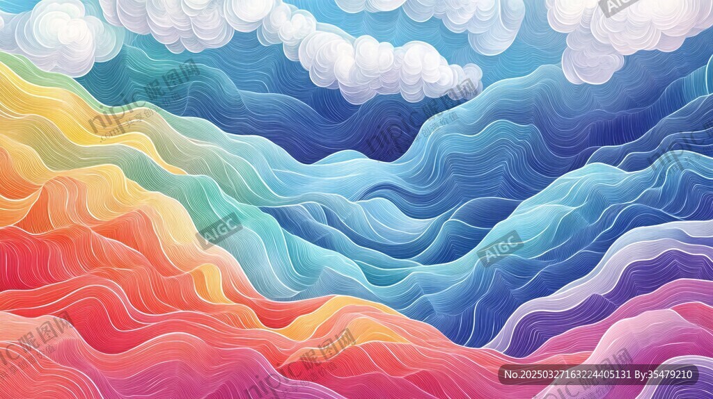 梦幻多彩波浪天空景象