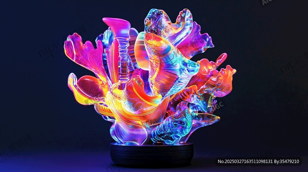 梦幻炫彩发光珊瑚摆件