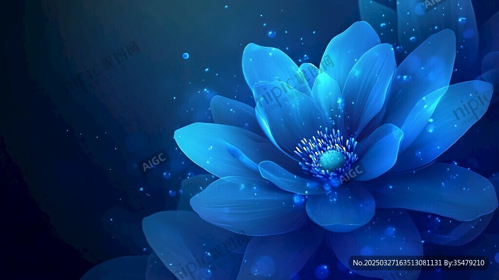 梦幻蓝花 闪烁微光背景