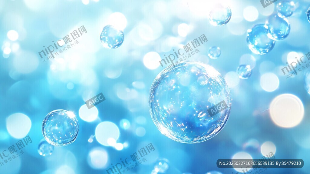 梦幻蓝色气泡背景图