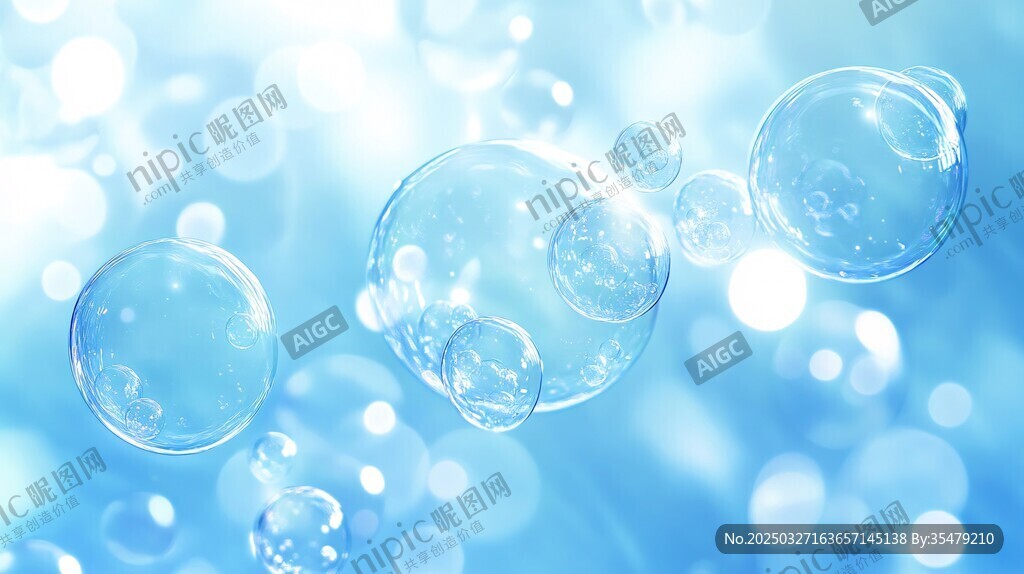 梦幻蓝色气泡背景图