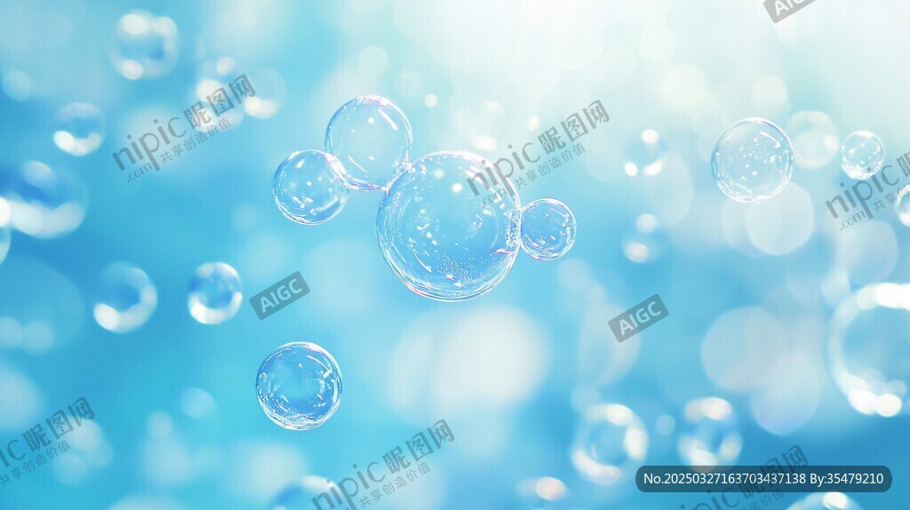 梦幻蓝色气泡背景图