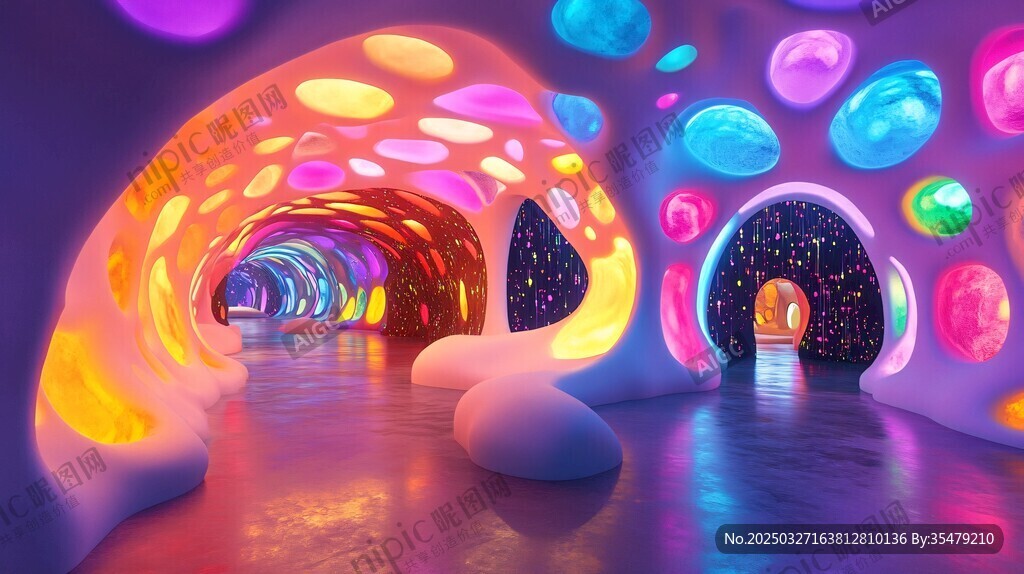 梦幻彩色光影艺术隧道