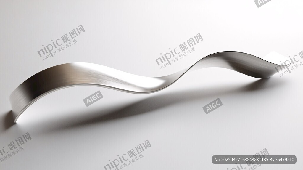 银色波浪形金属艺术摆件