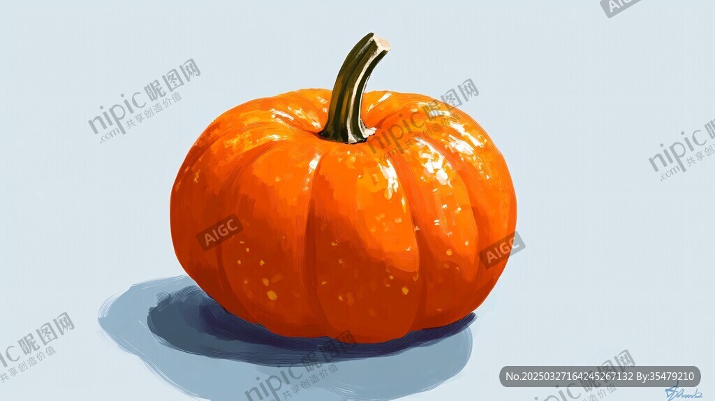 橙色小南瓜静物插画