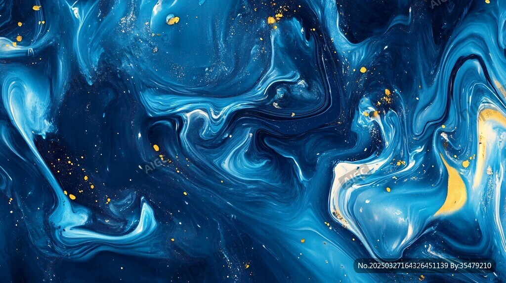 蓝色流体艺术抽象纹理画面