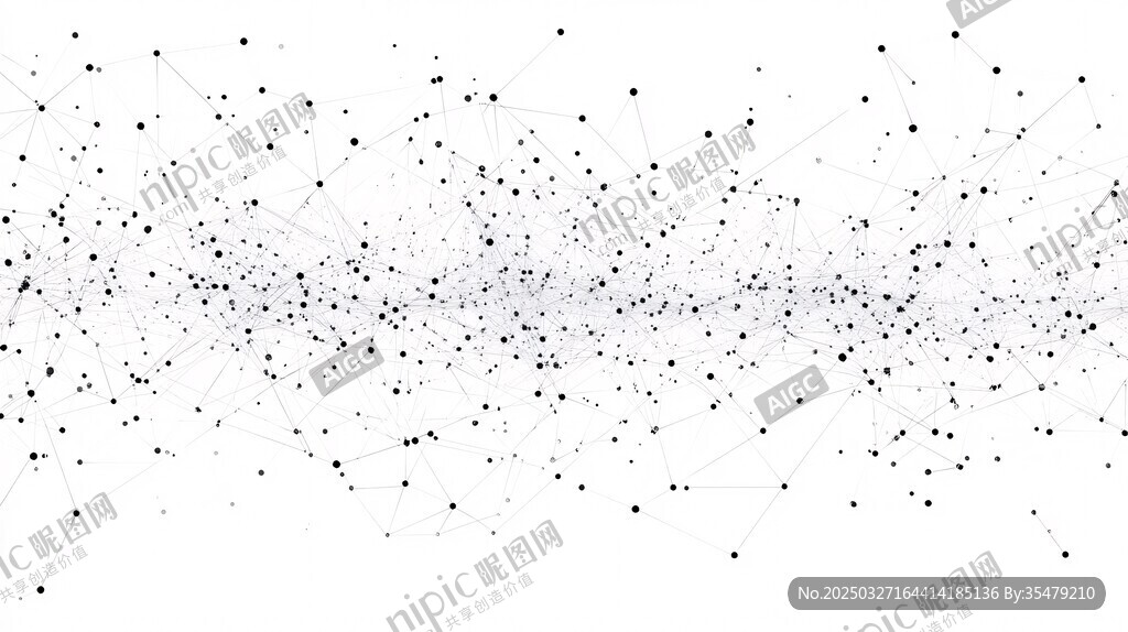黑白粒子连线抽象背景图