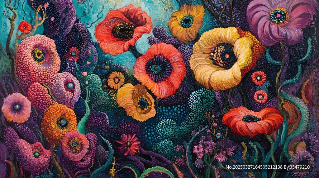 梦幻绚丽花卉艺术画作