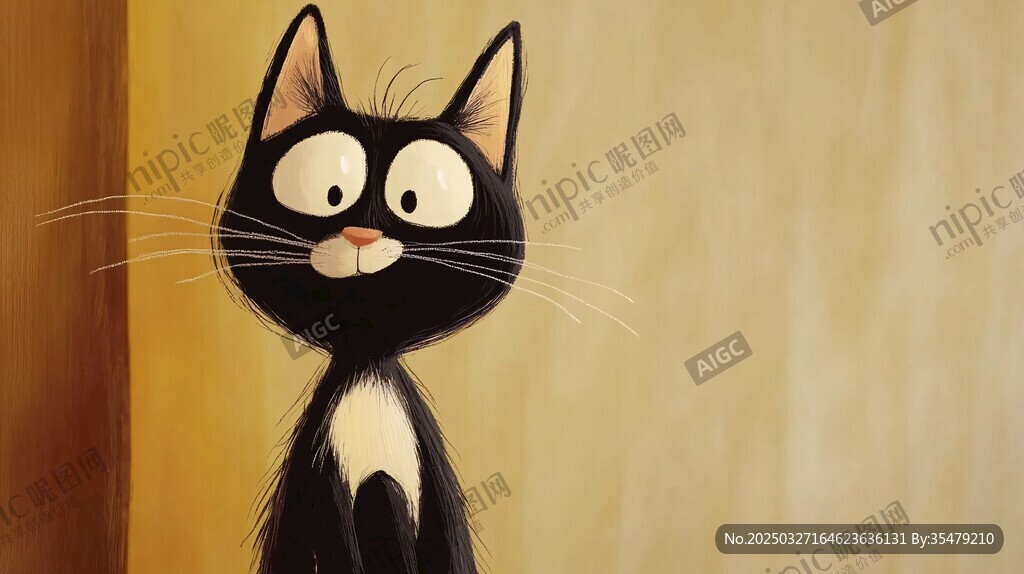 可爱黑猫睁大眼睛瞧着