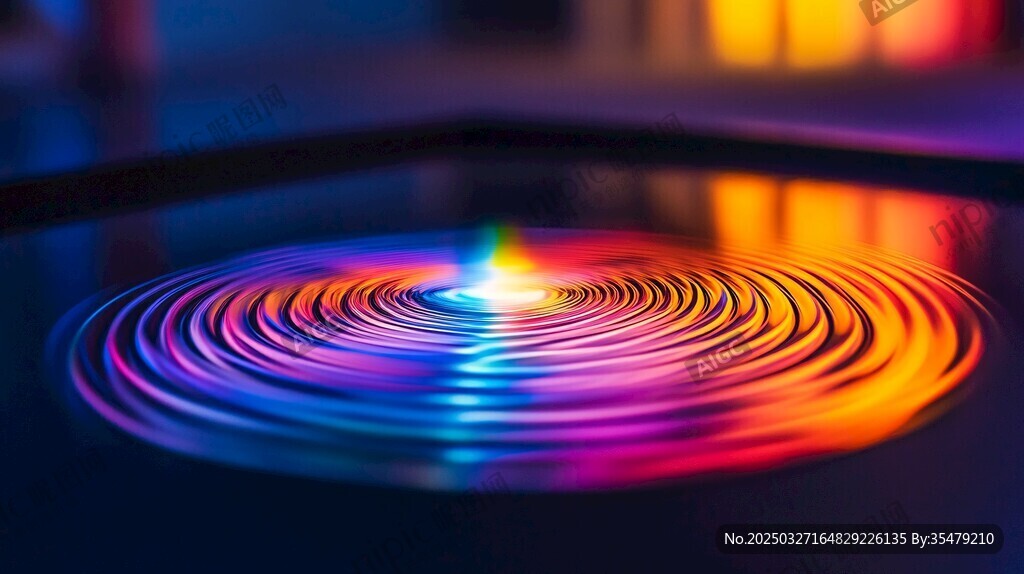 彩色水波纹的梦幻光影效果