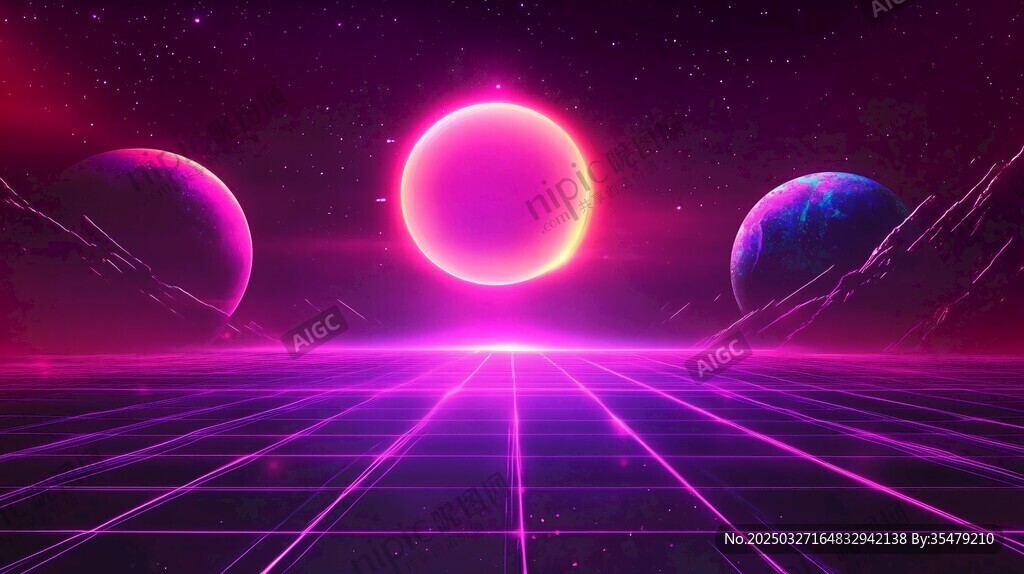梦幻霓虹宇宙科幻场景