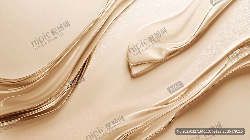 丝滑米色绸带飘动之美