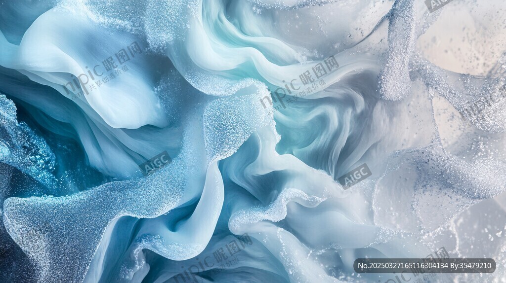 梦幻蓝白流体纹理艺术