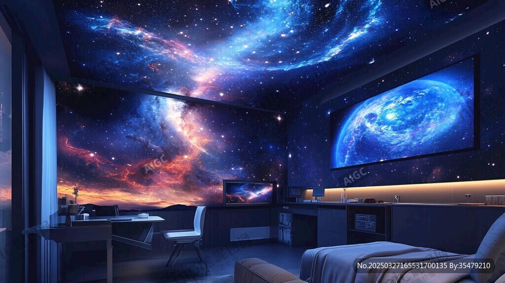 梦幻星空主题卧室空间