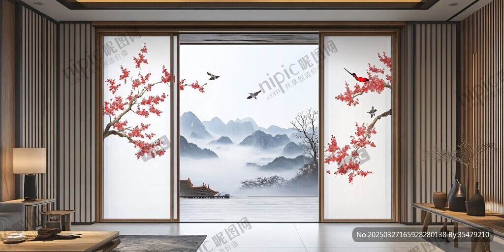 中式典雅客厅的诗意窗景