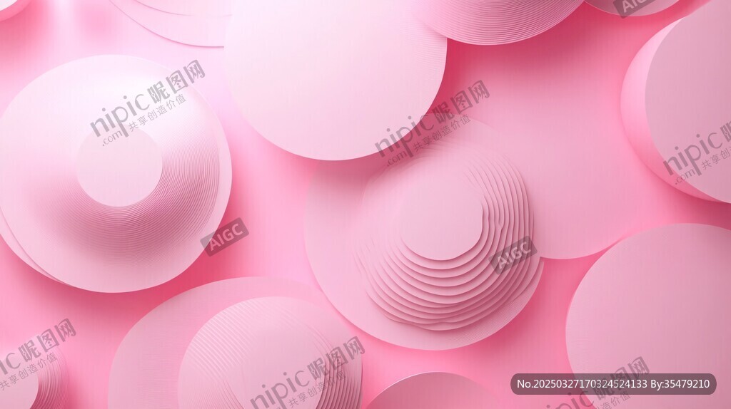 粉色立体圆片创意背景图