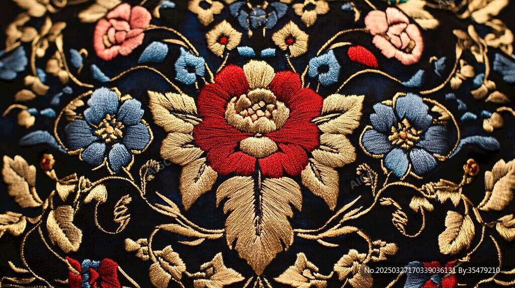 精美刺绣花卉图案