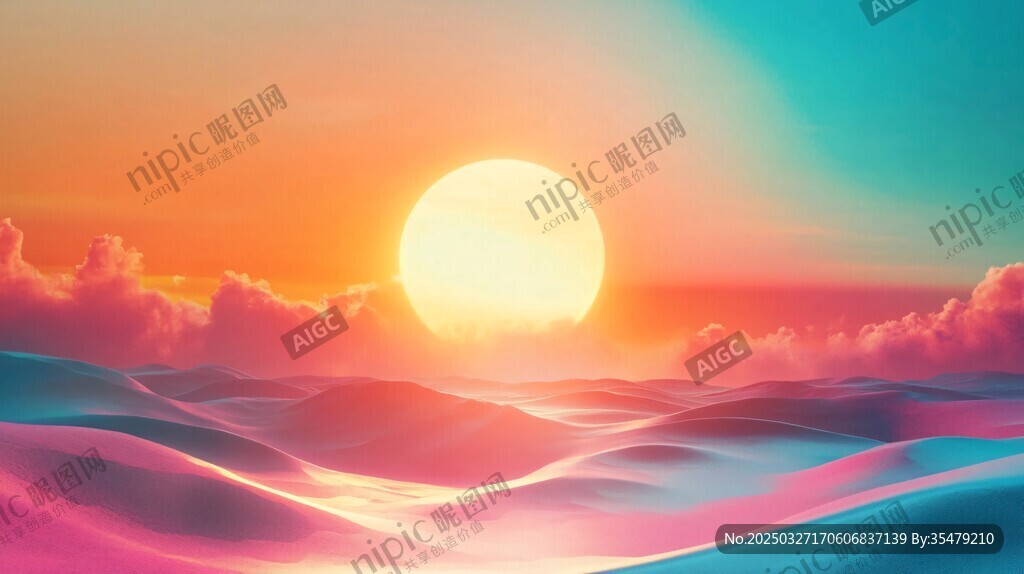 梦幻日落海洋绚丽景观