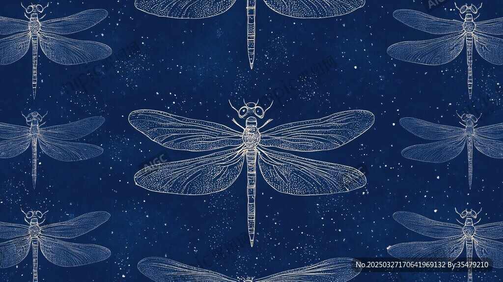 夜空中的梦幻蜻蜓图案