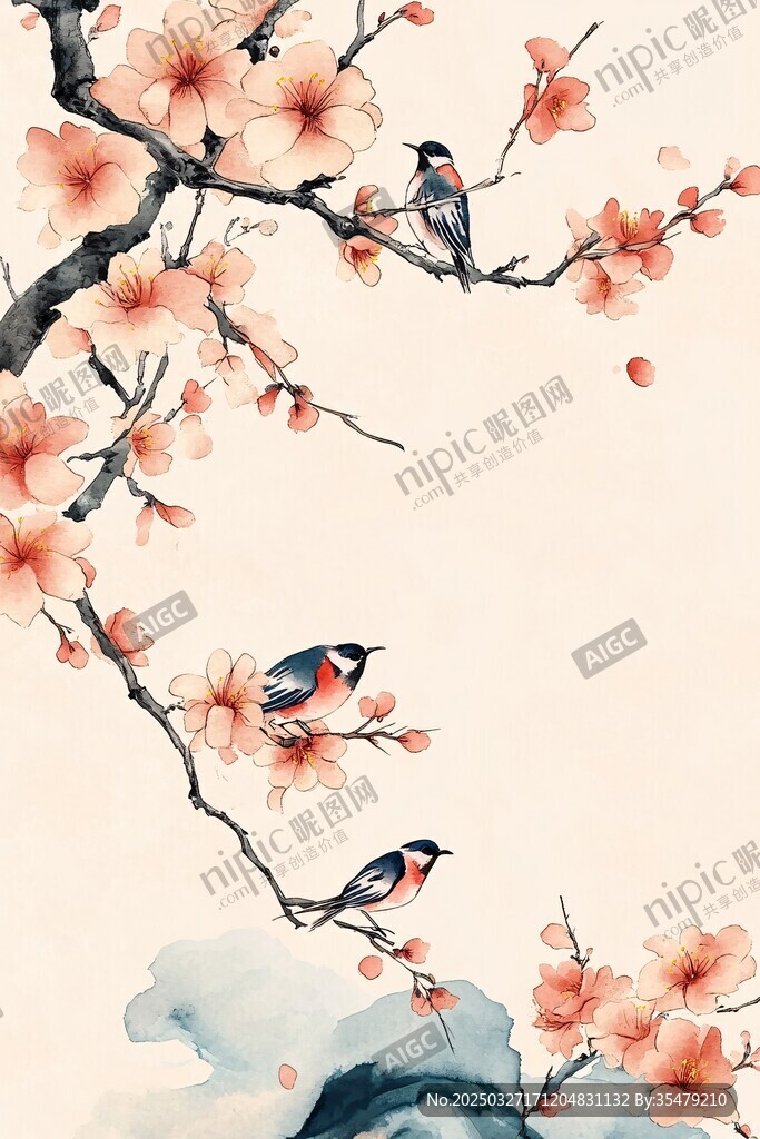 花鸟绘卷 枝头春意闹