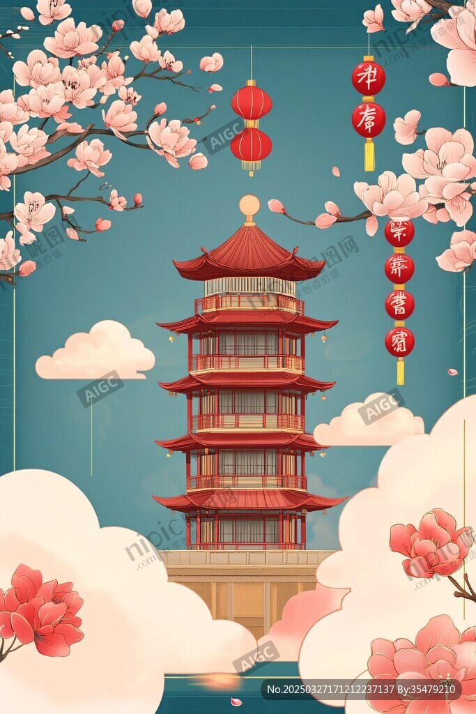 春日古塔赏景