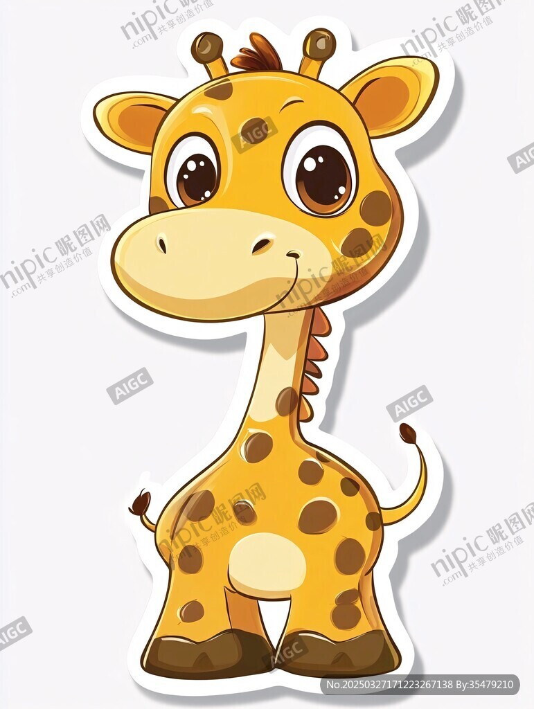 可爱长颈鹿卡通形象贴纸