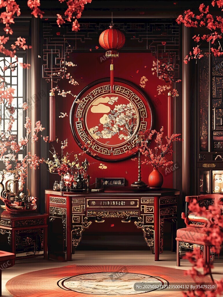 中式典雅新春室内装饰场景