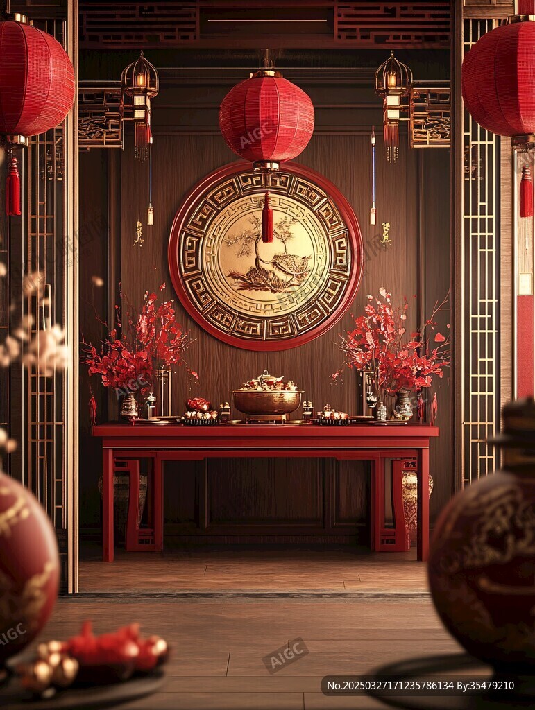 中式新春传统装饰场景