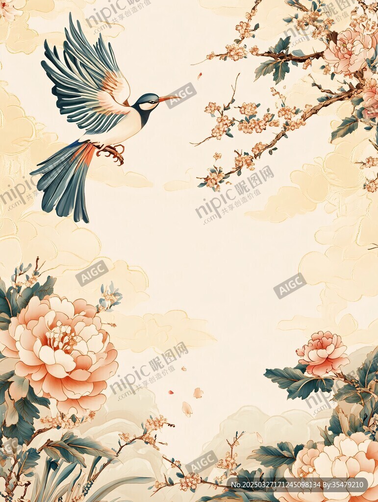 花鸟图绘 中式雅致意境