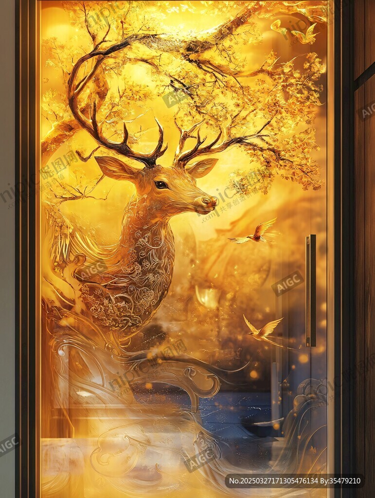 金鹿栖林 秋景祥瑞画面