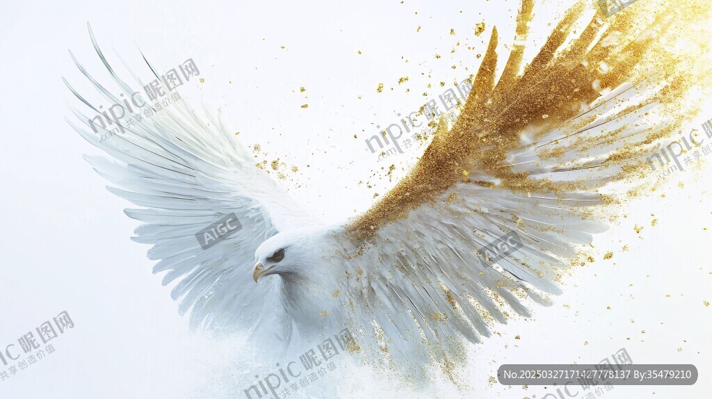 展翅金羽白鹰 气势非凡