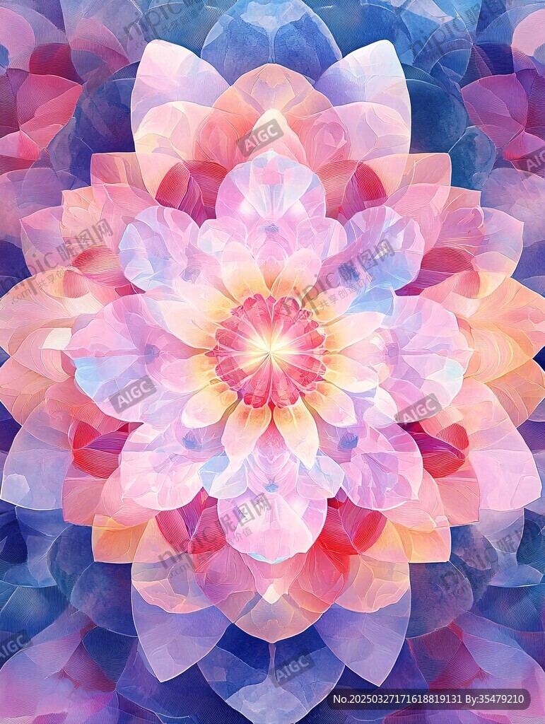 梦幻绚丽花朵抽象艺术图案